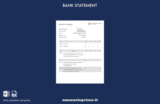 stile verificato Georgia Estratto conto della Banca della Georgia Modello Word e
